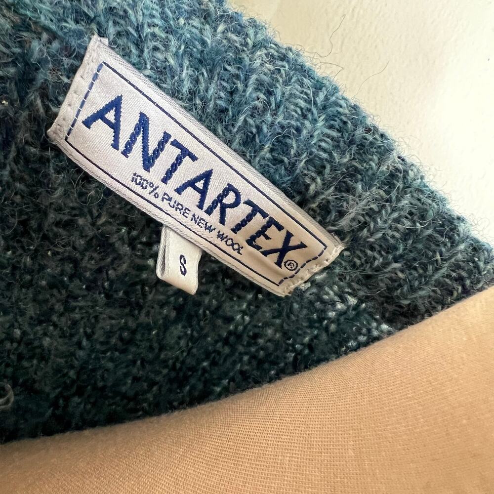 Vtg Antartex Pure Wool Sweater Small Mens Knit Jumper Crew Neck Marled 90s Blue - Picture 5 of 7